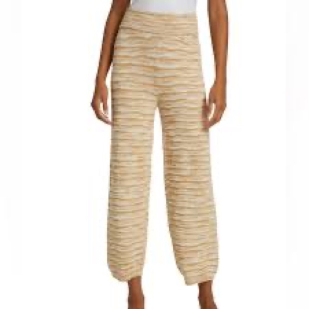 Veronica Beard NWOT Len Neutral Space-Dyed Knit Pants in Camel Wide Leg Barrel L - Picture 4 of 15